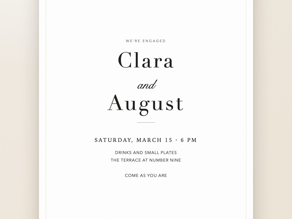 Minimalist engagement party invitation