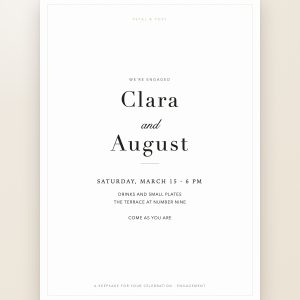 Minimalist engagement party invitation