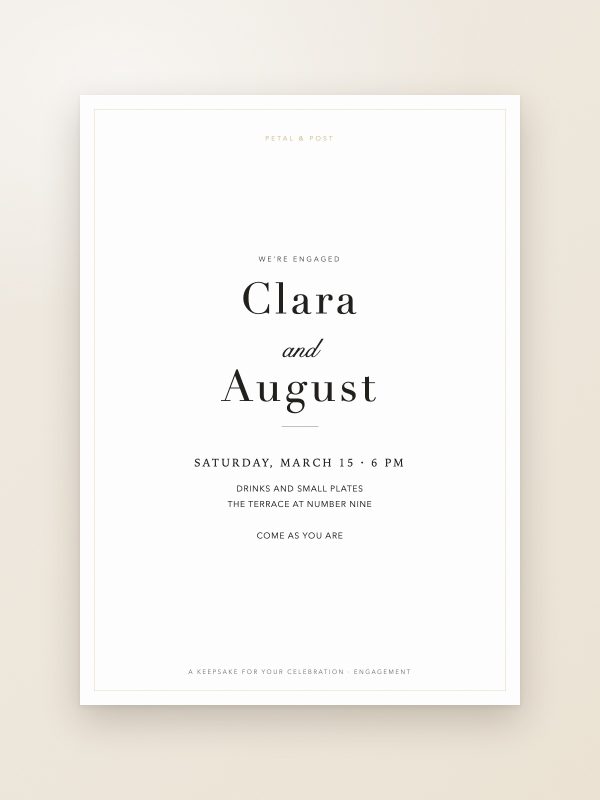 Minimalist engagement party invitation