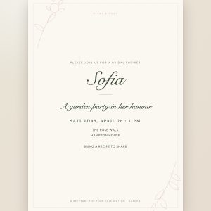Garden party bridal shower invitation